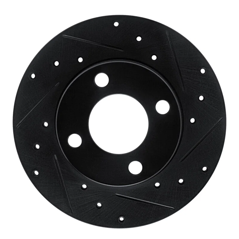 R1 Concepts 633-73003R, R1 78-85 Audi 5000 Front Right Drilled & Slotted Black Brake Rotor