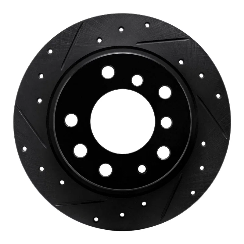 R1 Concepts 633-31003L, R1 69-81 BMW 2500 Rear Left Drilled & Slotted Black Brake Rotor
