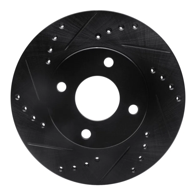 R1 Concepts 633-54045L, R1 00-15 Ford Focus Front Left Drilled & Slotted Black Brake Rotor
