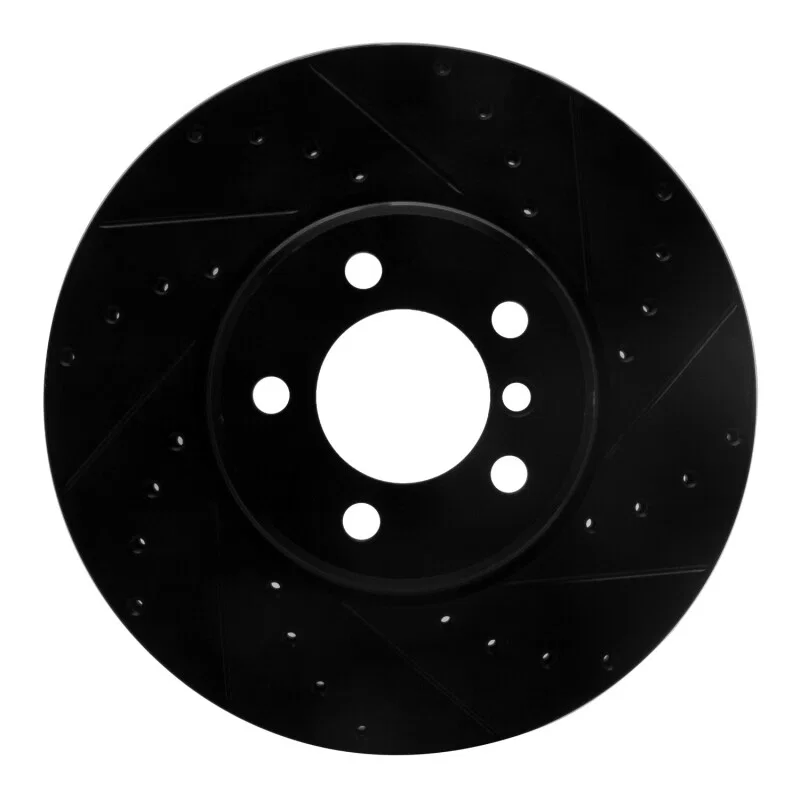 R1 Concepts 633-11006R, R1 02-05 Land Rover Freelander Front Right Drilled & Slotted Black Brake Rotor