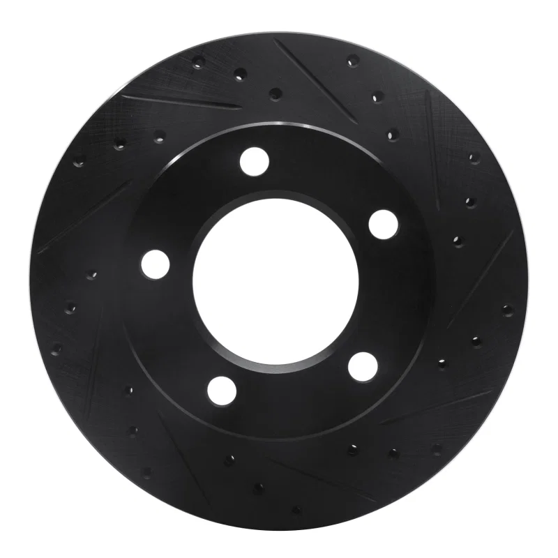 R1 Concepts 633-42017R, R1 76-86 Jeep CJ5 Front Right Drilled & Slotted Black Brake Rotor
