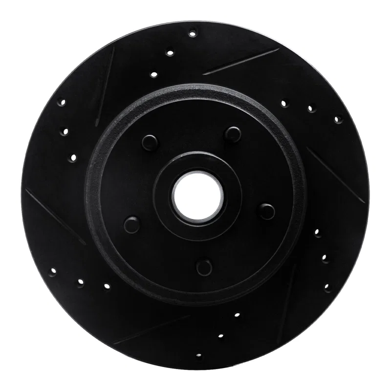 R1 Concepts 633-54009L, R1 70-72 Ford Galaxie 500 Front Left Drilled & Slotted Black Brake Rotor