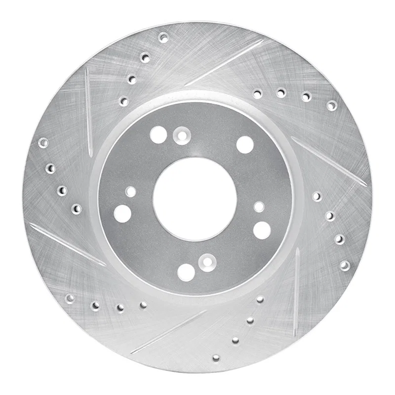 R1 Concepts 631-59034L, R1 03-17 Acura ILX Front Left Drilled & Slotted Silver Brake Rotor