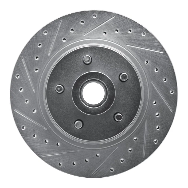 R1 Concepts 631-40003L, R1 76-81 Chrysler Newport Front Left Drilled & Slotted Silver Brake Rotor