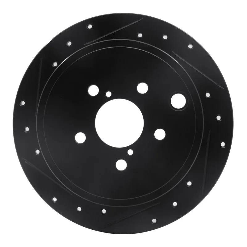 R1 Concepts 633-13021L, R1 08-15 Subaru Forester Rear Left Drilled & Slotted Black Brake Rotor