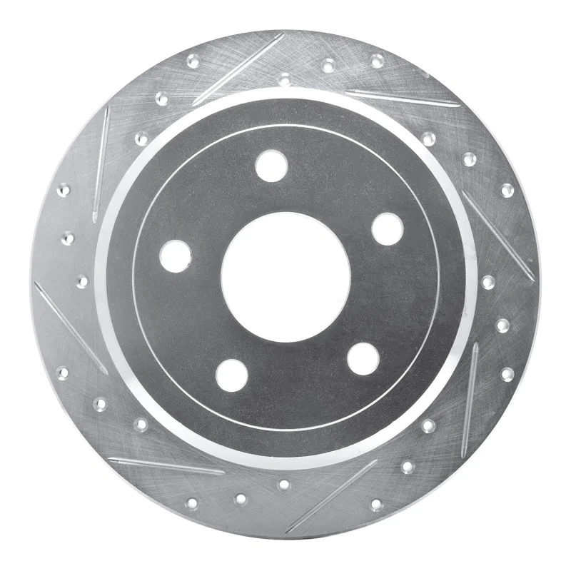R1 Concepts 631-42029L, R1 07-18 Jeep Wrangler Rear Left Drilled & Slotted Silver Brake Rotor