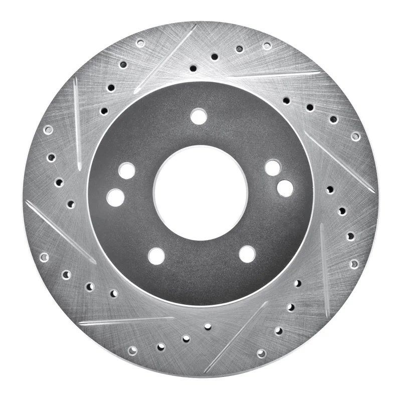R1 Concepts 631-47008L, R1 63-82 Chevrolet Camaro Rear/Front Left Drilled & Slotted Silver Brake Rotor