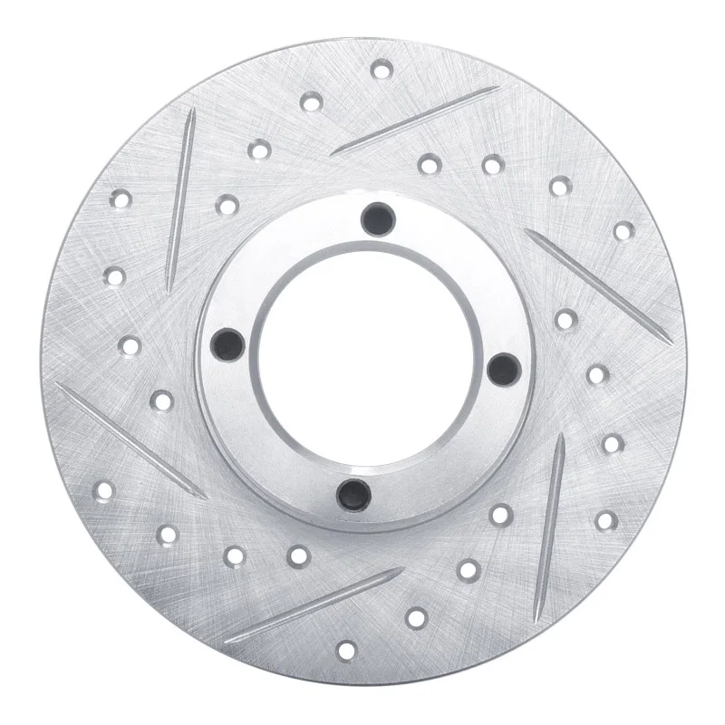 R1 Concepts 631-64000L, R1 63-79 Austin Healey Sprite Front Left Drilled & Slotted Silver Brake Rotor for MG Midget
