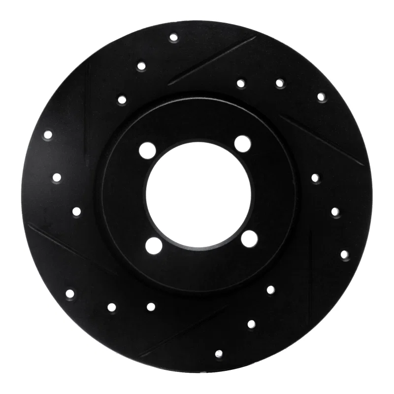 R1 Concepts 633-43000L, R1 74-87 Dodge COLT Front Left Drilled & Slotted Black Brake Rotor