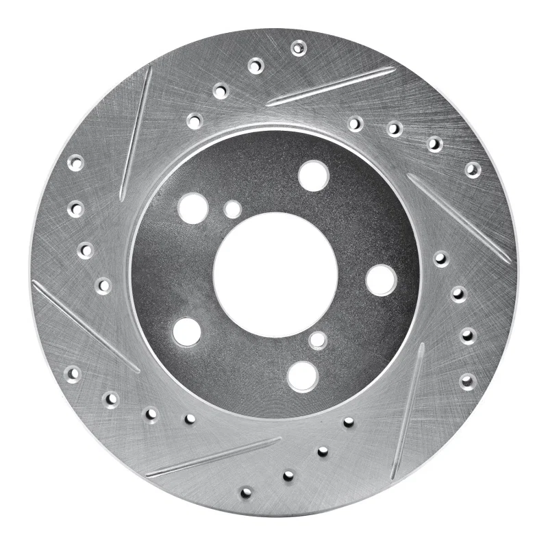 R1 Concepts 631-13013L, R1 93-96 Subaru Impreza Front Left Drilled & Slotted Silver Brake Rotor