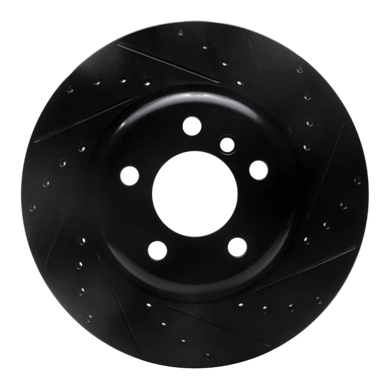 R1 Concepts 633-31103R, R1 11-16 BMW 528I xDrive Front Right Drilled & Slotted Black Brake Rotor