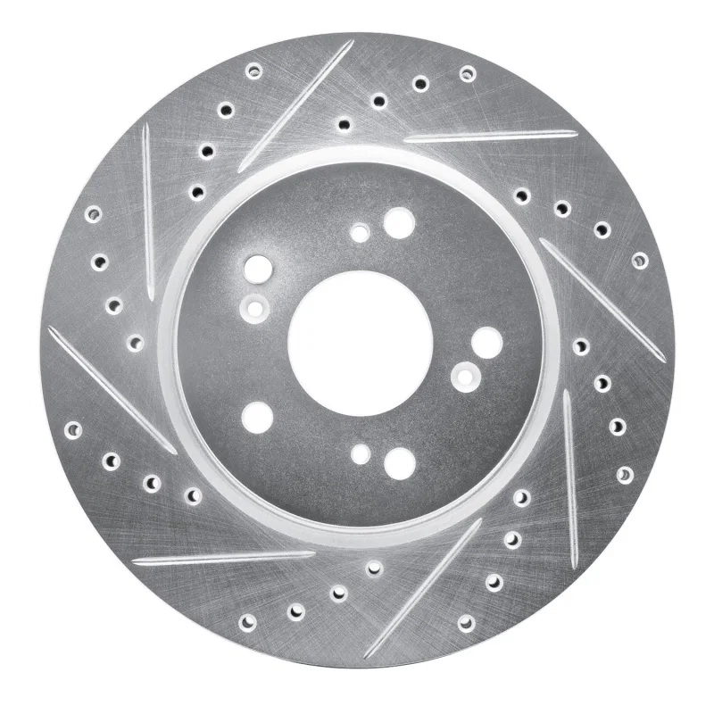 R1 Concepts 631-59055L, R1 07-16 Acura RDX Front Left Drilled & Slotted Silver Brake Rotor