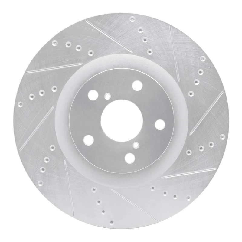R1 Concepts 631-75028D, R1 09-11 Lexus GS450H Right Front Drilled & Slotted Silver Brake Rotor