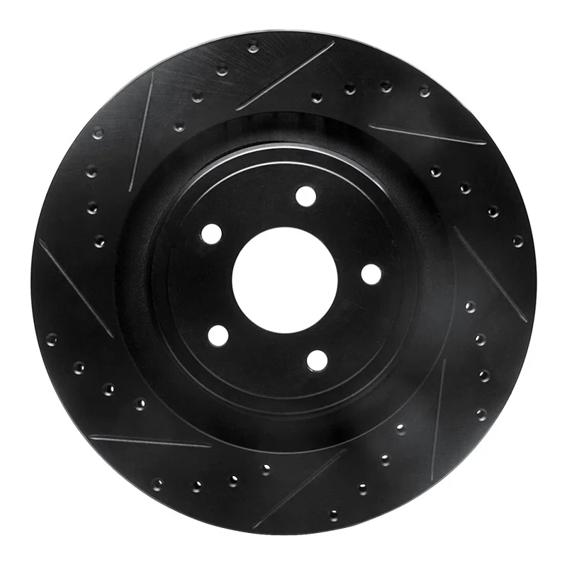 R1 Concepts 633-40025L, R1 08-14 Chrysler 200 Front Left Drilled & Slotted Black Brake Rotor