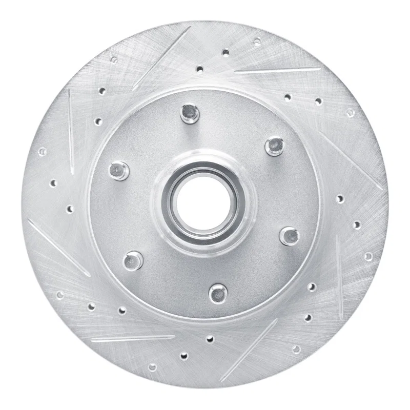 R1 Concepts 631-48011L, R1 88-96 Chevrolet C2500 Front Left Drilled & Slotted Silver Brake Rotor