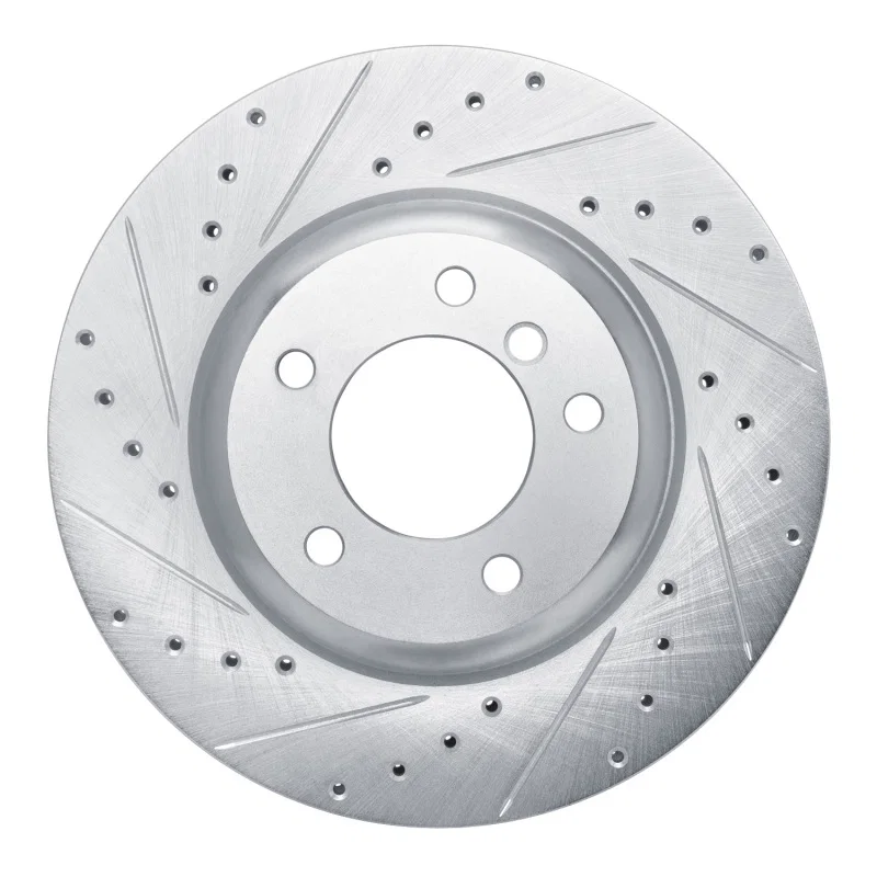 R1 Concepts 631-31096L, R1 09-16 BMW Z4 Front Left Drilled & Slotted Silver Brake Rotor