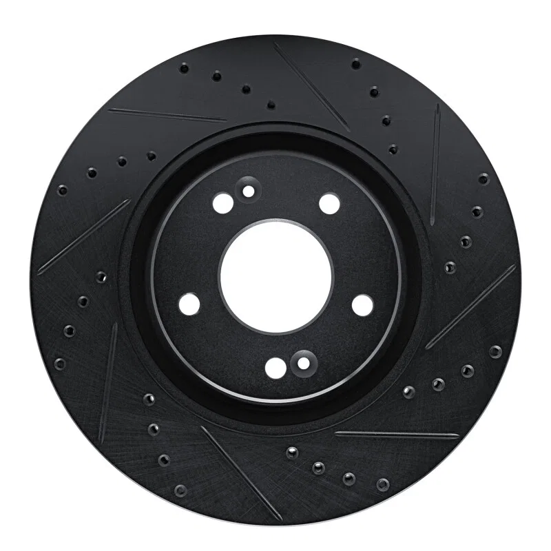 R1 Concepts 633-21035R, R1 17-20 Kia Cadenza Front Right Drilled & Slotted Black Brake Rotor
