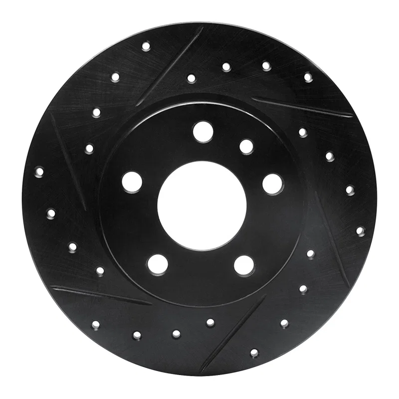 R1 Concepts 633-16007L, R1 91-95 Alfa Romeo 164 Rear Left Drilled & Slotted Black Brake Rotor