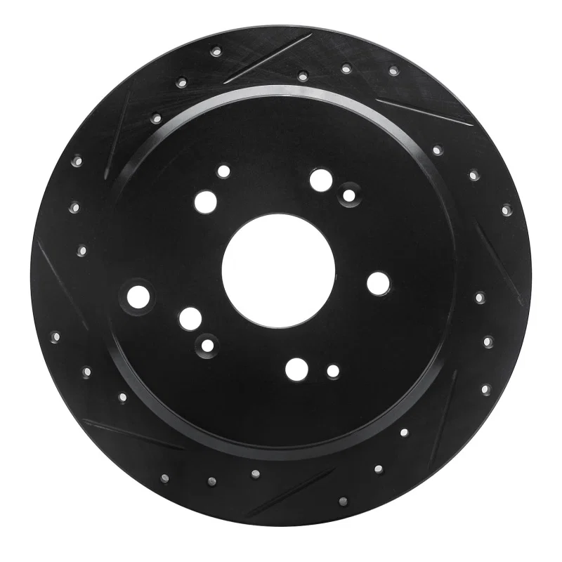 R1 Concepts 633-59047L, R1 02-04 Honda Odyssey Rear Left Drilled & Slotted Black Brake Rotor
