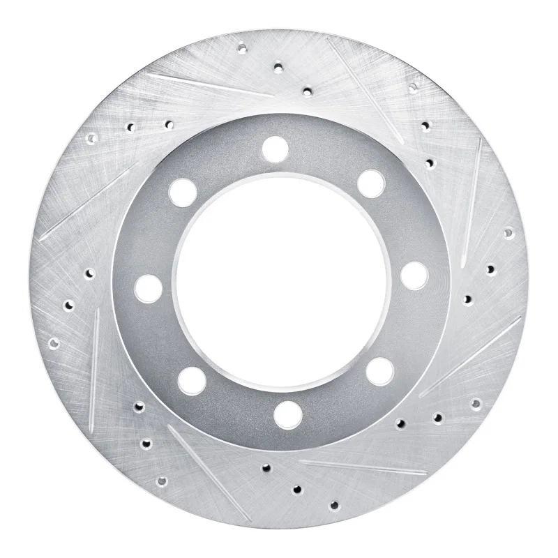 R1 Concepts 631-40047R, R1 80-93 Dodge W200 Front Right Drilled & Slotted Silver Brake Rotor