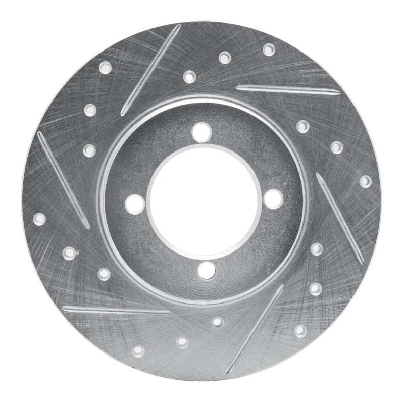 R1 Concepts 631-43000L, R1 74-87 Dodge COLT Front Left Drilled & Slotted Silver Brake Rotor