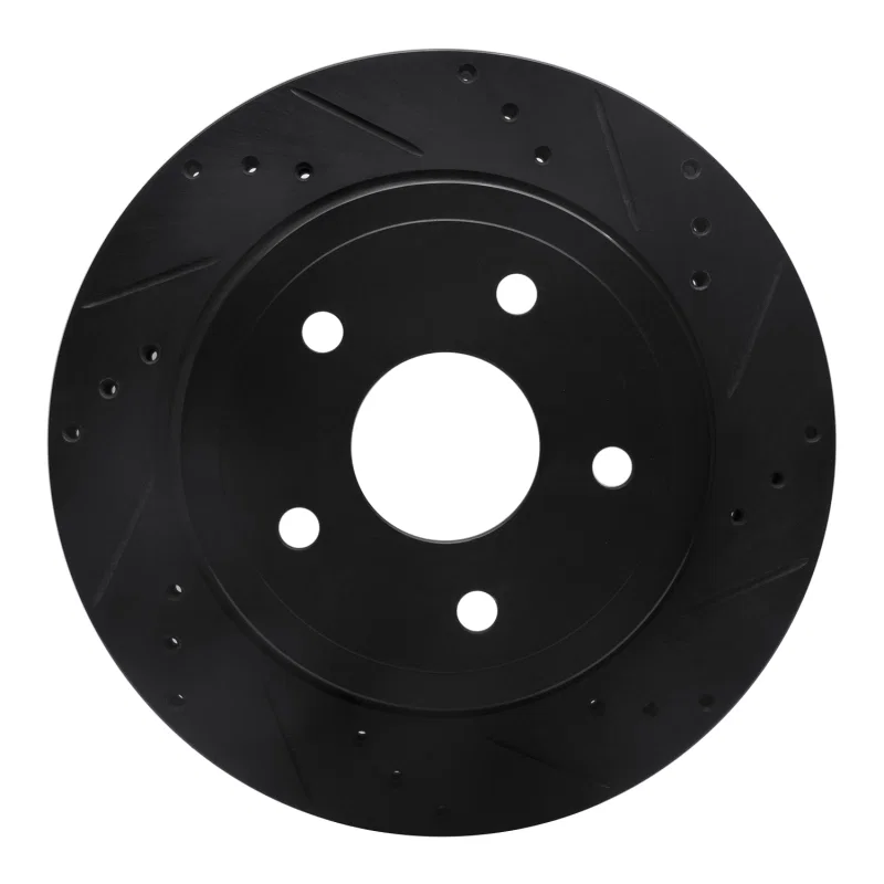 R1 Concepts 633-40106R, R1 04-06 Dodge Ram 1500 Pickup Rear Right Drilled & Slotted Black Brake Rotor
