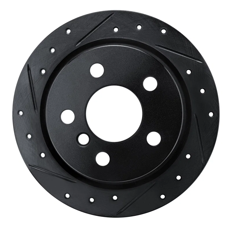 R1 Concepts 633-32013L, R1 14-24 Mini Cooper (Excl Clubman) Rear Left Drilled & Slotted Black Brake Rotor