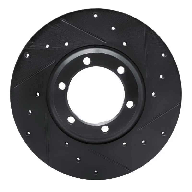 R1 Concepts 633-72047R, R1 79-86 Dodge Ram 50 Front Right Drilled & Slotted Black Brake Rotor