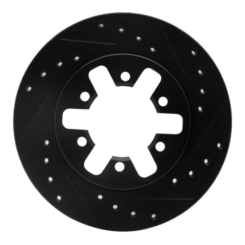 R1 Concepts 633-67077L, R1 82-85 Nissan 720 Datsun Front Left Drilled & Slotted Black Brake Rotor