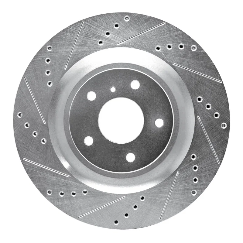 R1 Concepts 631-68018L, R1 19-24 Infiniti QX55 Front Left Drilled & Slotted Silver Brake Rotor