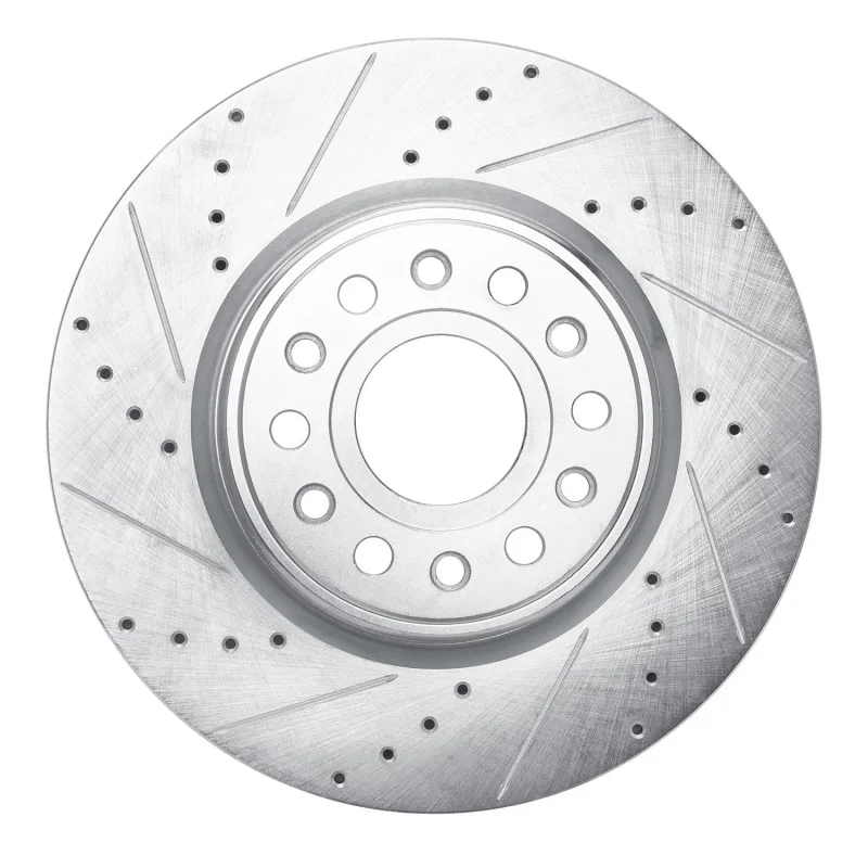 R1 Concepts 631-40120L, R1 2019-2025 Ram 1500 Front Left Drilled & Slotted Silver Brake Rotor