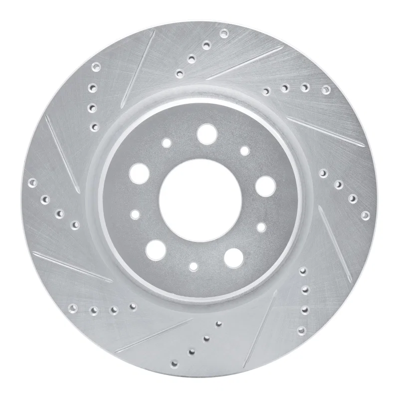 R1 Concepts 631-26002L, R1 17-25 Tesla Model 3 Front Left Drilled & Slotted Silver Brake Rotor