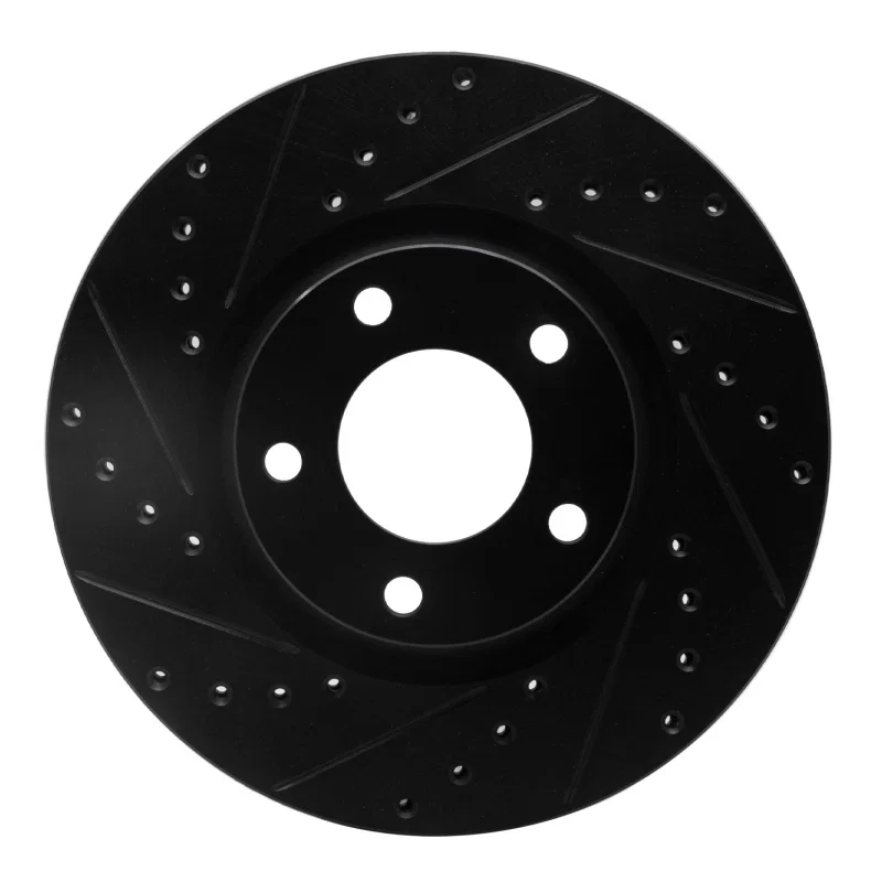 R1 Concepts 633-80065L, R1 04-15 Mazda 3 Front Left Drilled & Slotted Black Brake Rotor