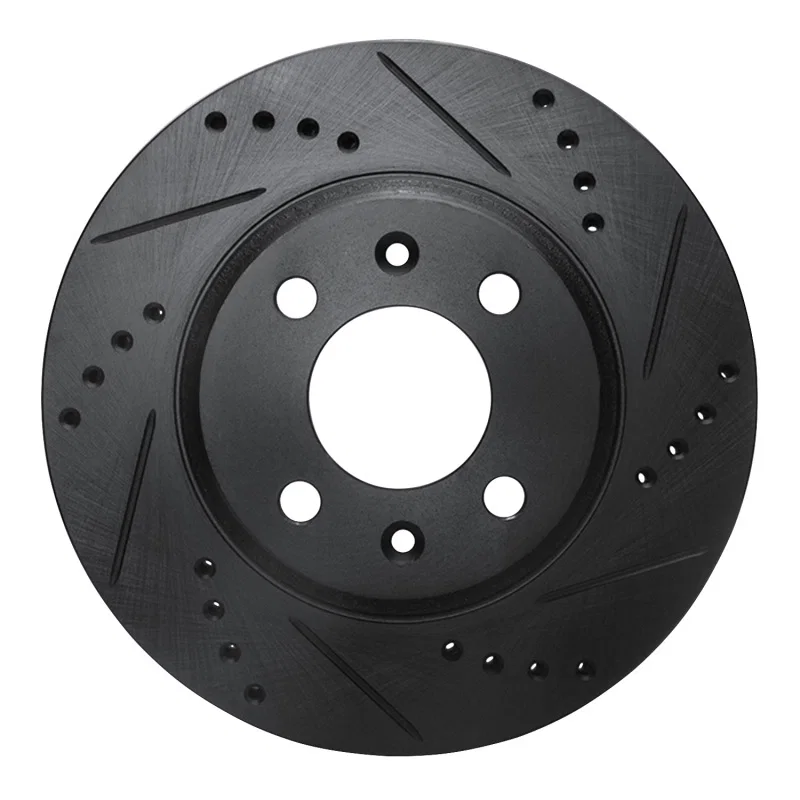 R1 Concepts 633-65005R, R1 87-93 Saab 900 Front Right Drilled & Slotted Black Brake Rotor