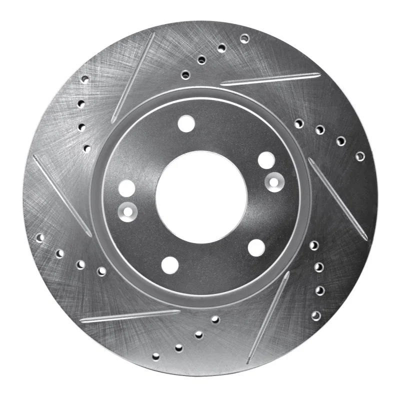 R1 Concepts 631-03016L, R1 03-13 Hyundai Sonata Front Left Drilled & Slotted Silver Brake Rotor