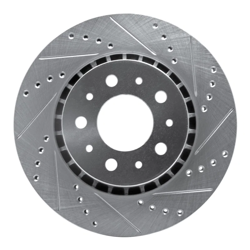R1 Concepts 631-27013R, R1 82-92 Volvo 780 Front Right Drilled & Slotted Silver Brake Rotor