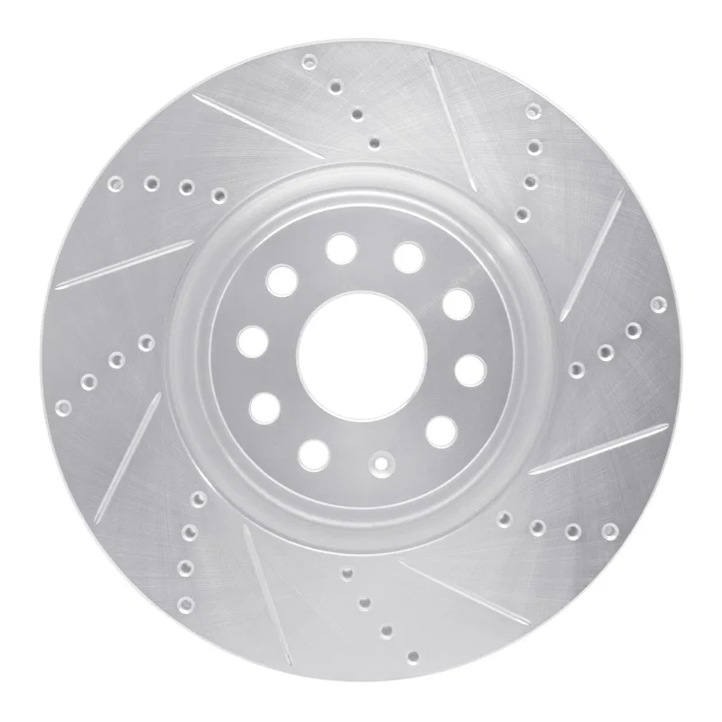 R1 Concepts 631-74034R, R1 2012-2025 Audi TTS Quattro Front Right Drilled & Slotted Silver Brake Rotor