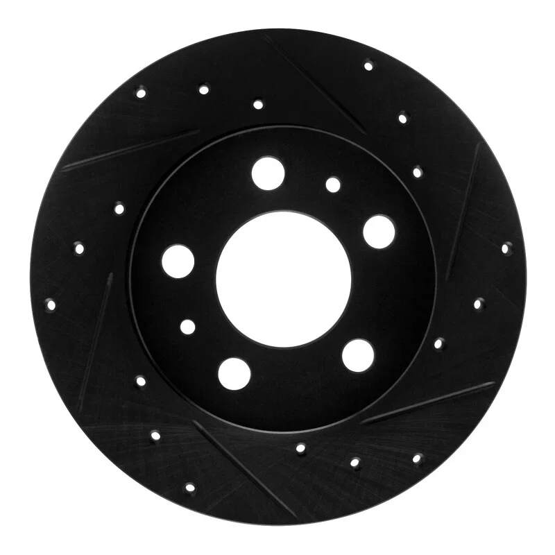 R1 Concepts 633-27000R, R1 67-72 Volvo 164 Front Right Drilled & Slotted Black Brake Rotor