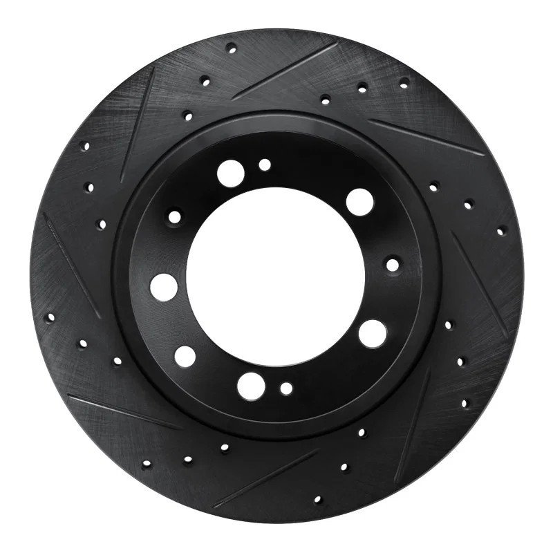 R1 Concepts 633-02020L, R1 86-95 Porsche 928 Rear Left Drilled & Slotted Black Brake Rotor