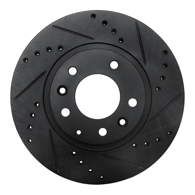 R1 Concepts 633-80047R, R1 06-15 Mazda MX-5 Miata Front Right Drilled & Slotted Black Brake Rotor