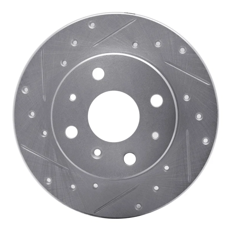 R1 Concepts 631-19000R, R1 88-92 Daihatsu CHARADE Front Right Drilled & Slotted Silver Brake Rotor
