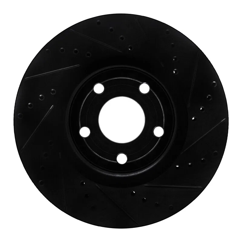 R1 Concepts 633-54281R, R1 20-25 Ford BRONCO Sport Front Right Drilled & Slotted Black Brake Rotor