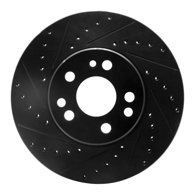 R1 Concepts 633-63021L, R1 91-99 Mercedes-Benz 300SD Front Left Drilled & Slotted Black Brake Rotor