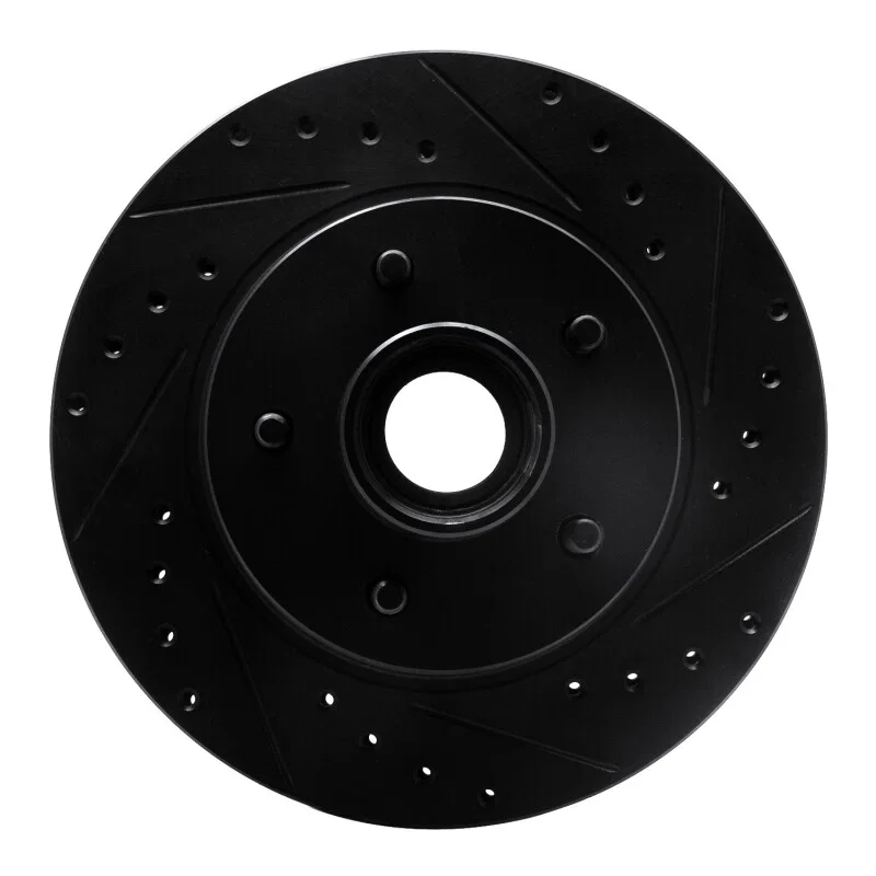 R1 Concepts 633-48025R, R1 93-95 Chevrolet G10 Front Right Drilled & Slotted Black Brake Rotor