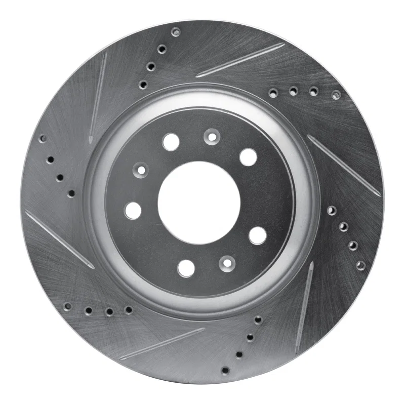 R1 Concepts 631-46017L, R1 04-08 Cadillac CTS Front Left Drilled & Slotted Silver Brake Rotor