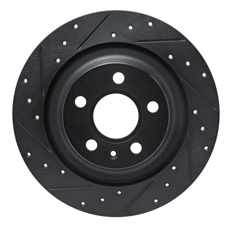 R1 Concepts 633-27061L, R1 -25 Volvo XC40 Rear Left Drilled & Slotted Black Brake Rotor