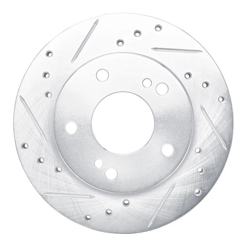 R1 Concepts 631-67042L, R1 94-96 Nissan 240SX Front Left Drilled & Slotted Silver Brake Rotor