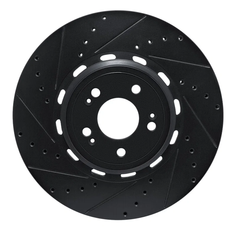 R1 Concepts 633-10006L, R1 21-26 Genesis Electrified GV70 Front Left Drilled & Slotted Black Brake Rotor