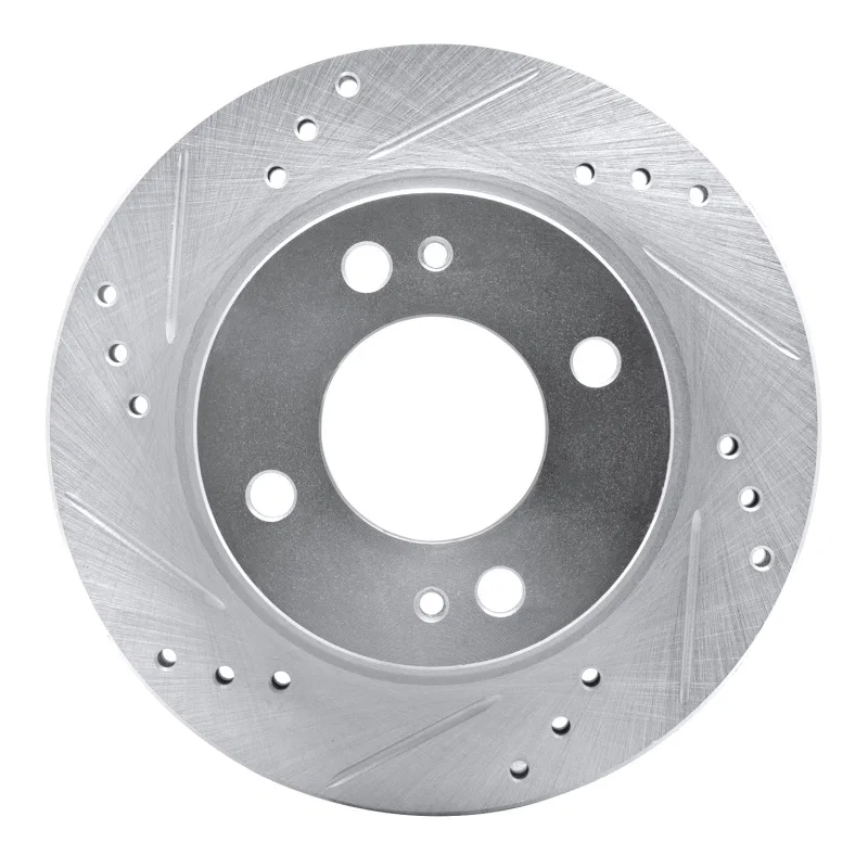 R1 Concepts 631-72045L, R1 14-15 Mitsubishi Mirage Front Left Drilled & Slotted Silver Brake Rotor