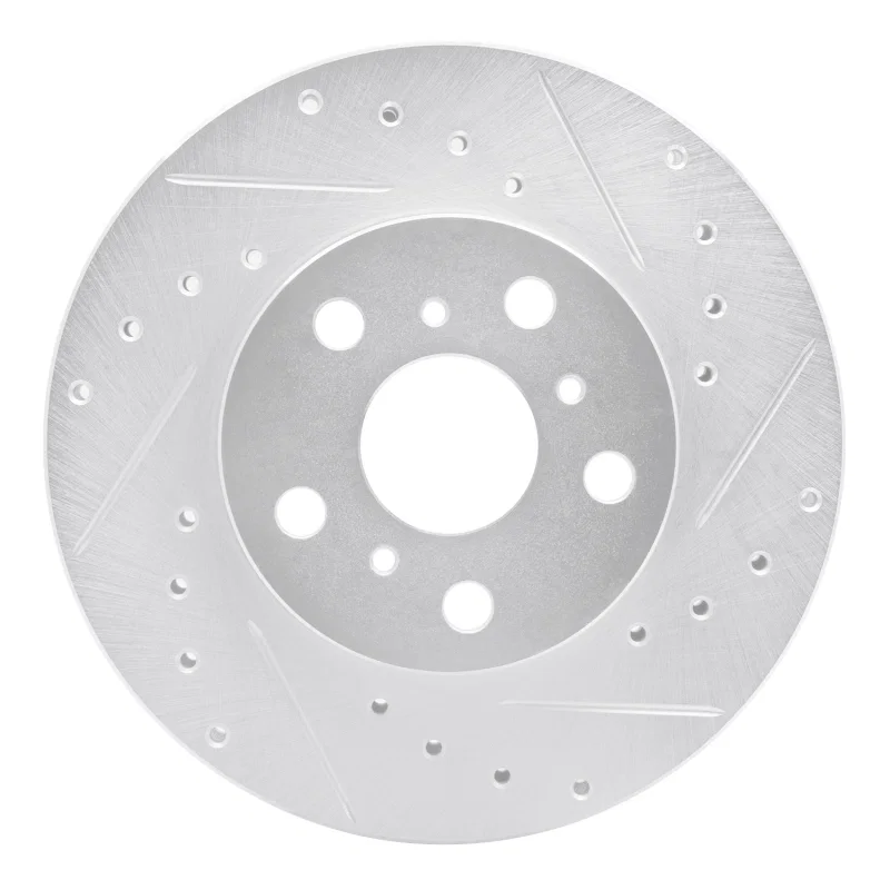 R1 Concepts 631-76044R, R1 90-91 Toyota Celica Front Right Drilled & Slotted Silver Brake Rotor